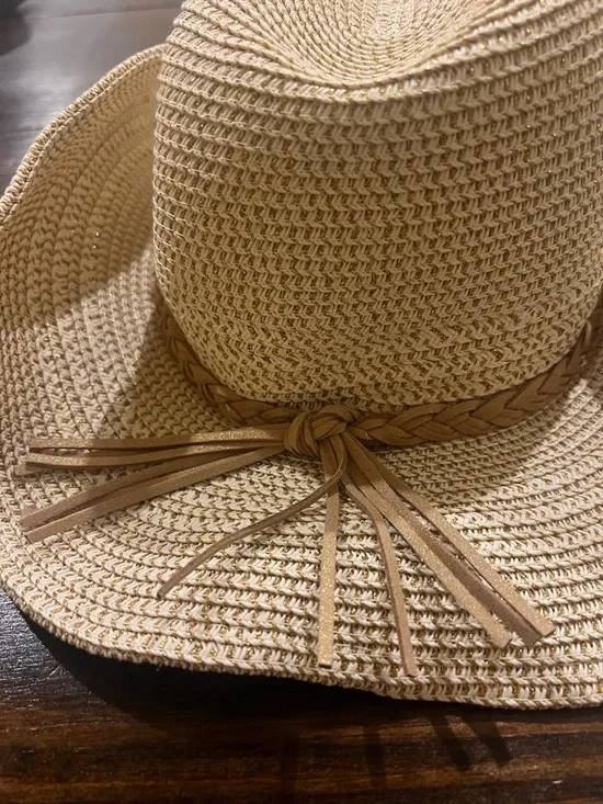 Women’s Straw Sun N Sand Hat UPF 50 - Beige with Braided Band - Picture 3 of 5